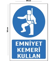 Metal Emniyet Kemeri Kullan 20cm x 30cm A4 Büyüklüğünde Uyarı Levhası Yönlendirme Tabelası