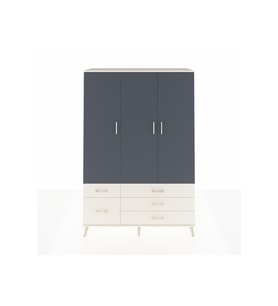 Hyperion Dolap 5 Raflı 5 Çekmeceli Tek Askılı 132x44x195 Aytaşı-Antrasit/Aytaşı