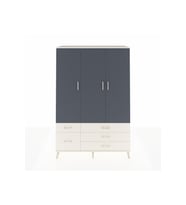 Hyperion Dolap 5 Raflı 5 Çekmeceli Tek Askılı 132x44x195 Aytaşı-Antrasit/Aytaşı