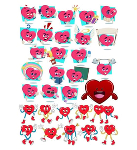 Neşeli Kalp Sticker 1  35 Parça Telefon, Tablet, Defter, Laptop Sticker