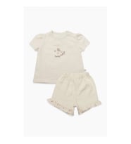 Bistyle 2li Takım Şortlu Müslin Daisy Flowers 14131 Somon