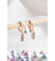 925 Ayar Gümüş Rose Mistik Topaz Taşlı 12 mm Kedi Küpe
