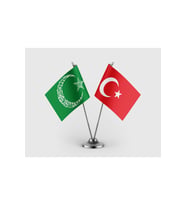 Kelime-i Tevhid Besmele Ayyıldız Yeşil ve Türk Bayrağı İkili Saten Masa Bayrağı Takımı