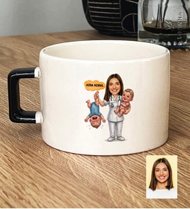 Kişiye Özel Karikatürlü Ebe Lüks Fincan Tıp Bayramı Hediyesi