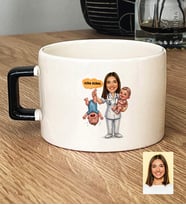 Kişiye Özel Karikatürlü Ebe Lüks Fincan Tıp Bayramı Hediyesi