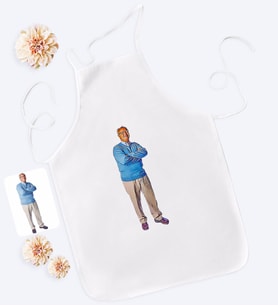 BK Gift Kişiye Özel Tam Boy Büyükbaba Karikatürlü Beyaz Mutfak Önlüğü-1