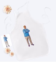 BK Gift Kişiye Özel Tam Boy Büyükbaba Karikatürlü Beyaz Mutfak Önlüğü-1
