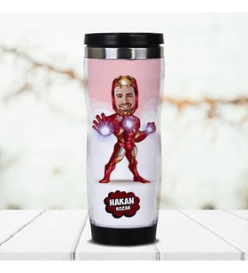 Kişiye Özel Demir Adam Karikatürlü Termos Bardak