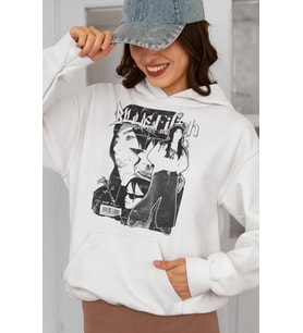Tasarım Billie Eilish Baskılı Unisex Oversize Şarkıcı Hoodie
