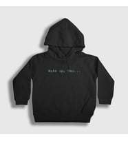 Presmono Unisex Çocuk Siyah Wake Up Neo Film The Matrix Kapüşonlu Sweatshirt 254068tt