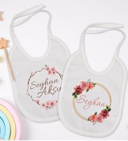 BK Kids Kişiye Özel Çiçek Tasarımlı 2’li Beyaz Mama Önlüğü-8
