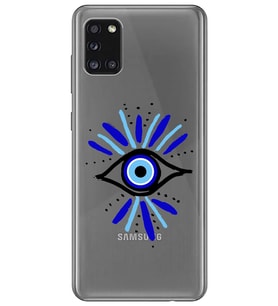 Samsung Galaxy A31 Uyumlu Nazar Göz Desenli Şeffaf Telefon Kılıfı