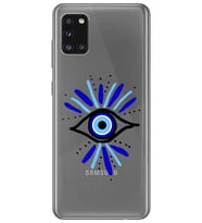 Samsung Galaxy A31 Uyumlu Nazar Göz Desenli Şeffaf Telefon Kılıfı