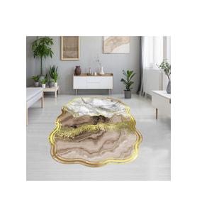 Rovigo Home Dijital Baskı Yıkanabilir Kaymaz Taban Salon Halısı RVG1898-SD226 (Bej)