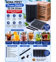 Bona Pipet Frozan Jelatinli 22 cm Siyah 5x100'lü Paket (Niceplast)