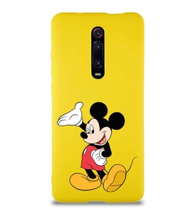 Xiaomi Mi 9T Pro Soft Premier Kapak Mickey Mouse-C Tasarımlı Silikon Kılıf - Sarı (Şeffaf)