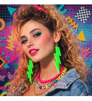 80 ler 90 lar Retro Neon Yeşil Şimşek Küpe 10 cm
