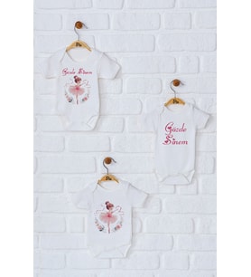Pia Baby Premium %100 Pamuk İsme Özel Organik Baskılı Üçlü Set Çıtçıtlı Bebek Body Zıbın Modelleri 5061-18 (Ekru)