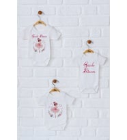 Pia Baby Premium %100 Pamuk İsme Özel Organik Baskılı Üçlü Set Çıtçıtlı Bebek Body Zıbın Modelleri 5061-18 (Ekru)