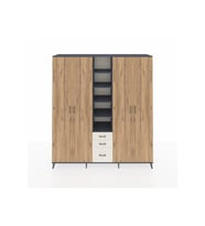 Hyperion Dolap 17 Raflı 3 Çekmeceli 4 Kapaklı 220x44x243 Antrasit-Çam/Aytaşı