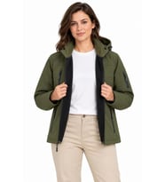 Su Geçirmez Softshell İçi Polar Astarlı Çıkarılabilir Kapüşonlu 4 Cepli Mont Ceket - Haki