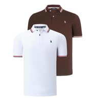 İKİLİ SET T8594 DEWBERRY ERKEK T-SHIRT-BEYAZ-KAHVE (Karışık)