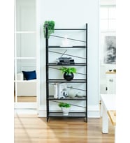 DEKORATİF SİYAH METAL KİTAPLIK 6 RAFLI ÇOK AMAÇLI STAND SALON VE ÇALIŞMA ODASI DÜZENLEYİCİ