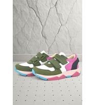 Rakerplus Hakiki Deri Yeşil Pembe Çocuk Sneakers Spor Ayakkabı