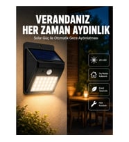 Mey İthalat® Bahçe ve Dış Mekanlar İçin Güneş Enerjili 20 LED Hareket Sensörlü Lamba Yeni Nesil