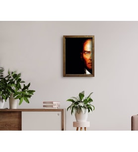 BK Home Atatürk Tasarımlı Doğal Masif Ahşap Çerçeveli Tablo 45x65cm-18