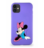 Apple iPhone 11 Soft Premier Kapak Minnie Mouse-E Tasarımlı Silikon Kılıf - Mor (Şeffaf)