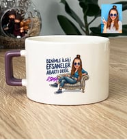 Kişiye Özel Karikatürlü Benimle İlgili Efsaneler Lüks Fincan Doğum Günü Hediyesi