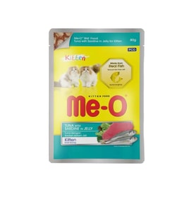 Me-O Pauch Jöle İçinde Kitten Ton Balıklı Sardalyalı Kedi Konserve Mama 80 gr