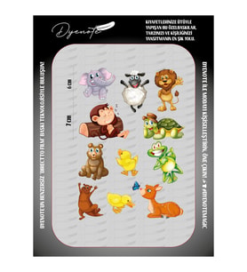 Tatlı Hayvanlar Animals Çizgi Press Tekstil Ütü İle Yapışabilen Transfer Baskı Kağıdı DTF BASKI (Karışık)