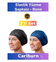 Premium Su Geçirmez Sızdırmaz Renkli Silikon Yüzücü Havuz Deniz Bone Elastik Yüzme Şapkası 2'li Set