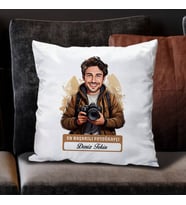 Kişiye Özel Hediye Karikatürlü En Başarılı Erkek Fotoğrafçı Yastık