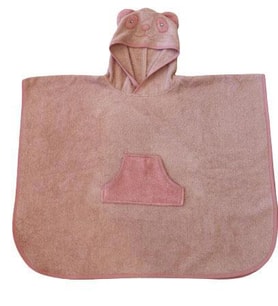 Çocuk Havlu Plaj Panço %100 Pamuklu Panda Nakışlı Unisex (Pembe)