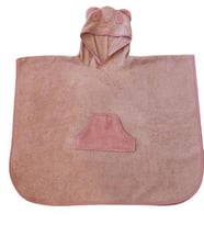 Çocuk Havlu Plaj Panço %100 Pamuklu Panda Nakışlı Unisex (Pembe)