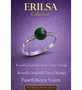 Sertifikalı Kronik Gerginlik Enerji Yüzüğü – Fasetli Koyu Yeşim Ayarlamalı Oğlak Akrep Başak Burcu (Çok Renkli)