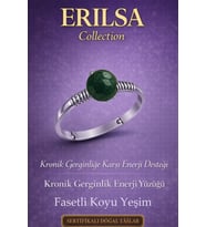 Sertifikalı Kronik Gerginlik Enerji Yüzüğü – Fasetli Koyu Yeşim Ayarlamalı Oğlak Akrep Başak Burcu (Çok Renkli)