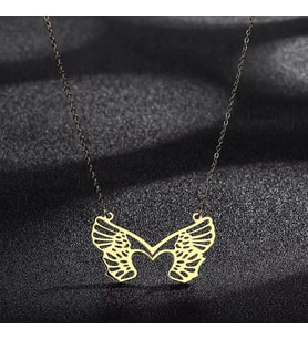 Kişiye Özel 925 Ayar Gümüş Tasarım Kelebek Kalp Model Kolye (Gold)