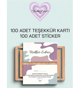 100 Adet Teşekkür Kartı ve 100 adet Teşekkür Sticker PYTKSVTK13