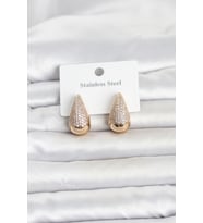 316L Çelik Gold Renk Zirkon Taşlı Damla Model Kadın Küpe 5886 - HPSBYI5541-5147