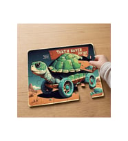 Araba Şeklinde Kaplumbağa Tasarımlı 24 Parça Ahşap Çocuk Puzzle MPK0975