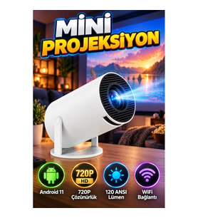 Android 11 Mini Taşınabilir Ayaklı Projeksiyon Projektör 720P 120 ANSI Lümen