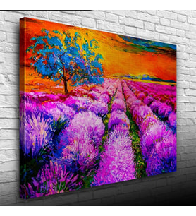 Lavanta Tarlasında Gündoğumu Yağlıboya Kanvas Tablo 50 x 70