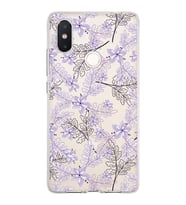 Xiaomi Mi 8 Se Uyumlu Kapak Floral Lila Tasarımlı Şeffaf Silikon Kılıf