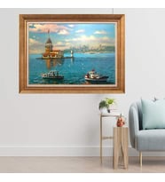 Altın Varaklı  Çerçeveli Paspartulu Tablo ndd1563 (Gold)