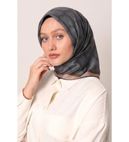 Lotus Desen Eşarp - 06107 (Gri-Pudra)