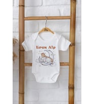 Pia Baby Premium %100 Pamuk İsme Özel Organik Baskılı Çıtçıtlı Bebek Body Zıbın Modelleri 5051-16 (Ekru)